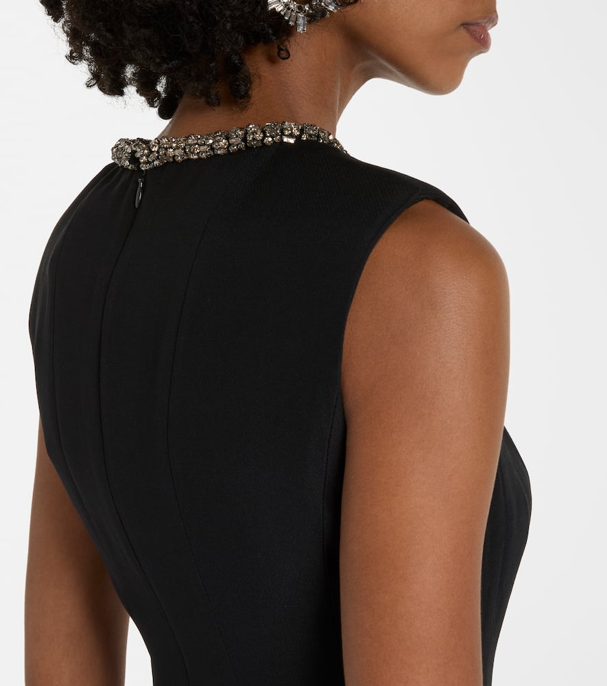 Embellished wool and silk midi dress