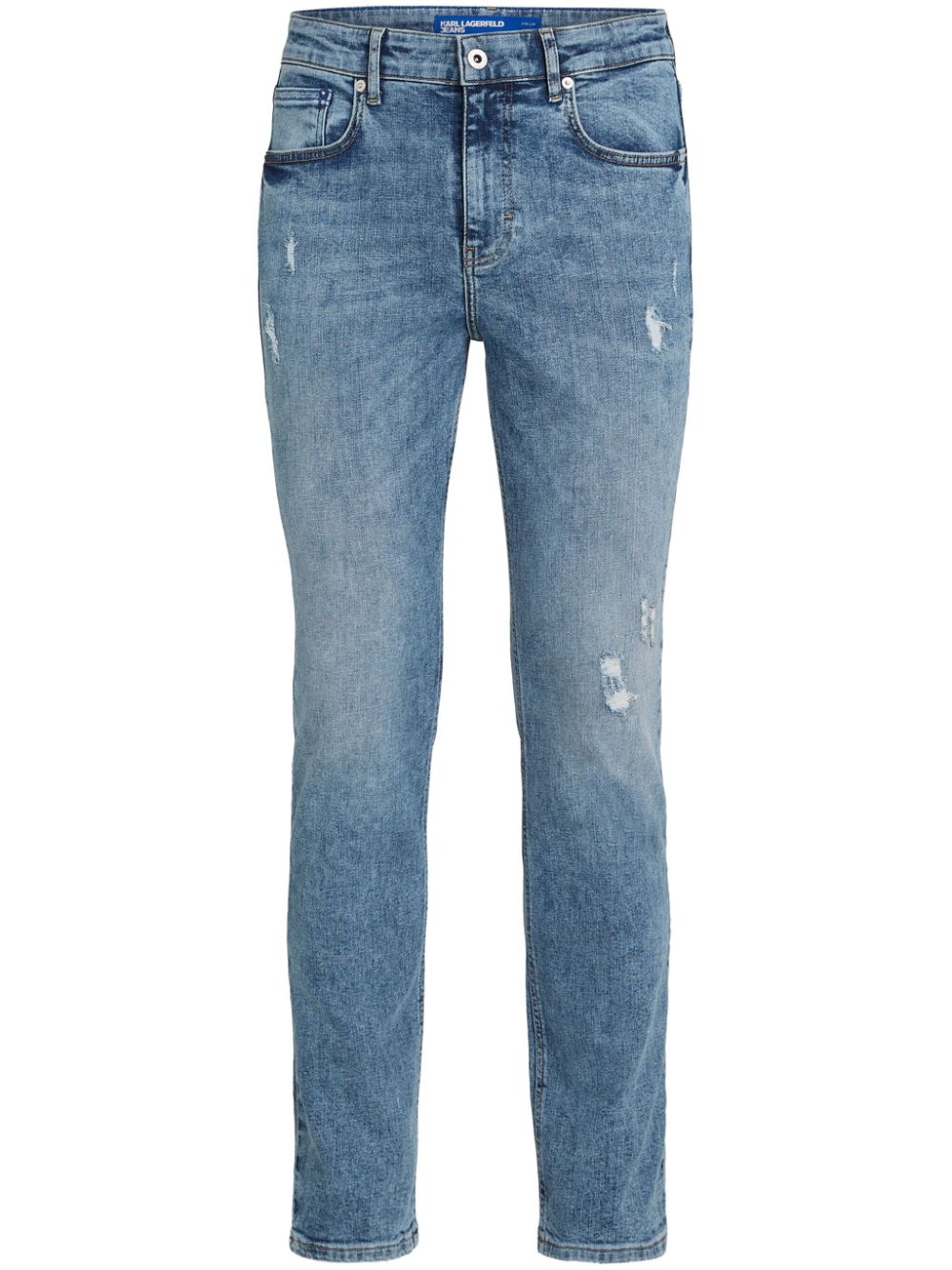 Distressed-effect mid-rise skinny jeans - Blue