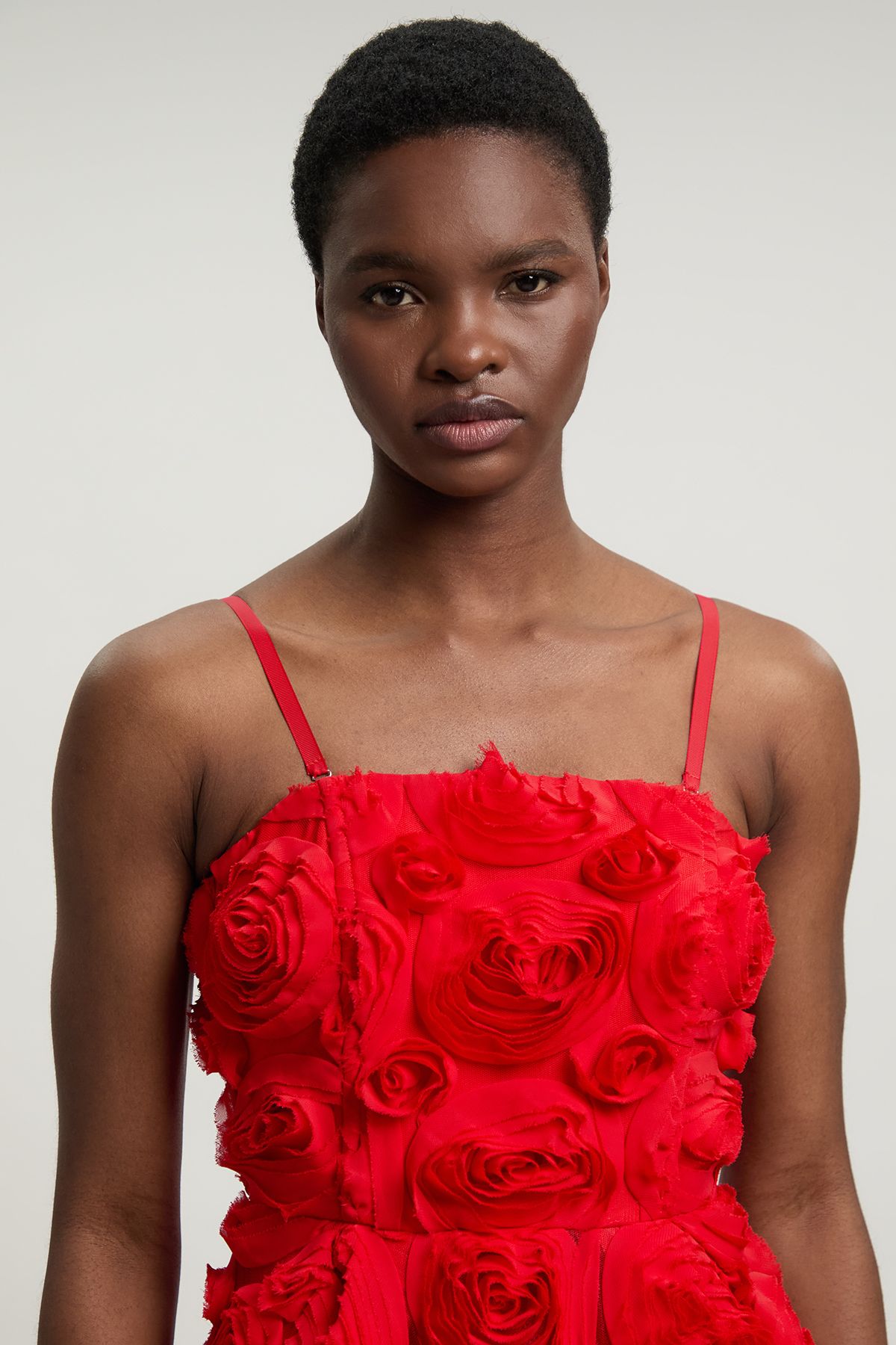 Karen Millen Womens Textured Rosette Prom Maxi Dress - Red
