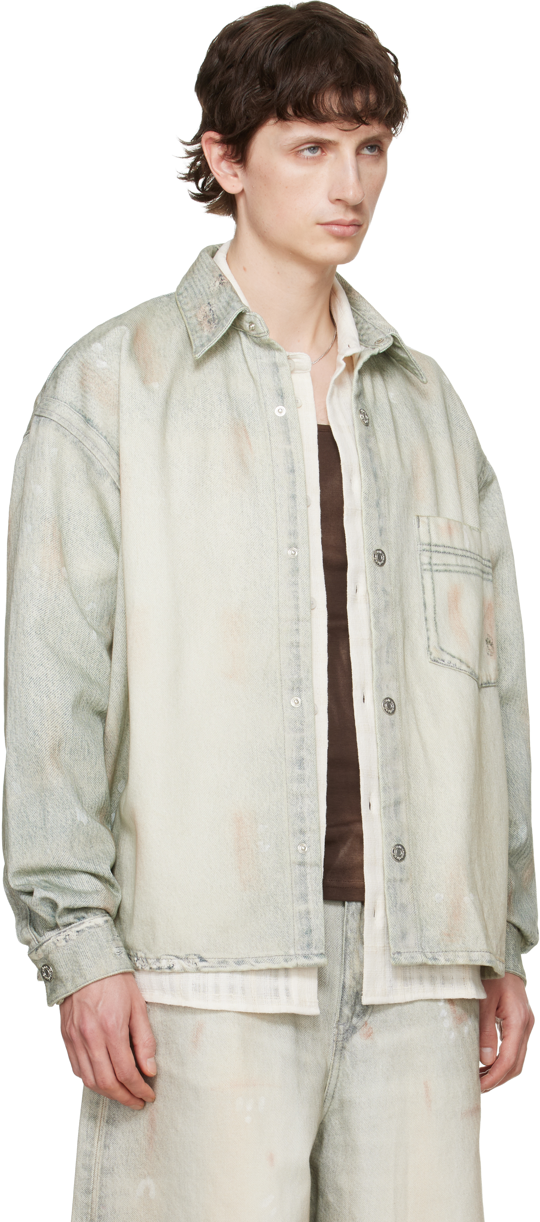 Blue Maza Printed Denim Shirt