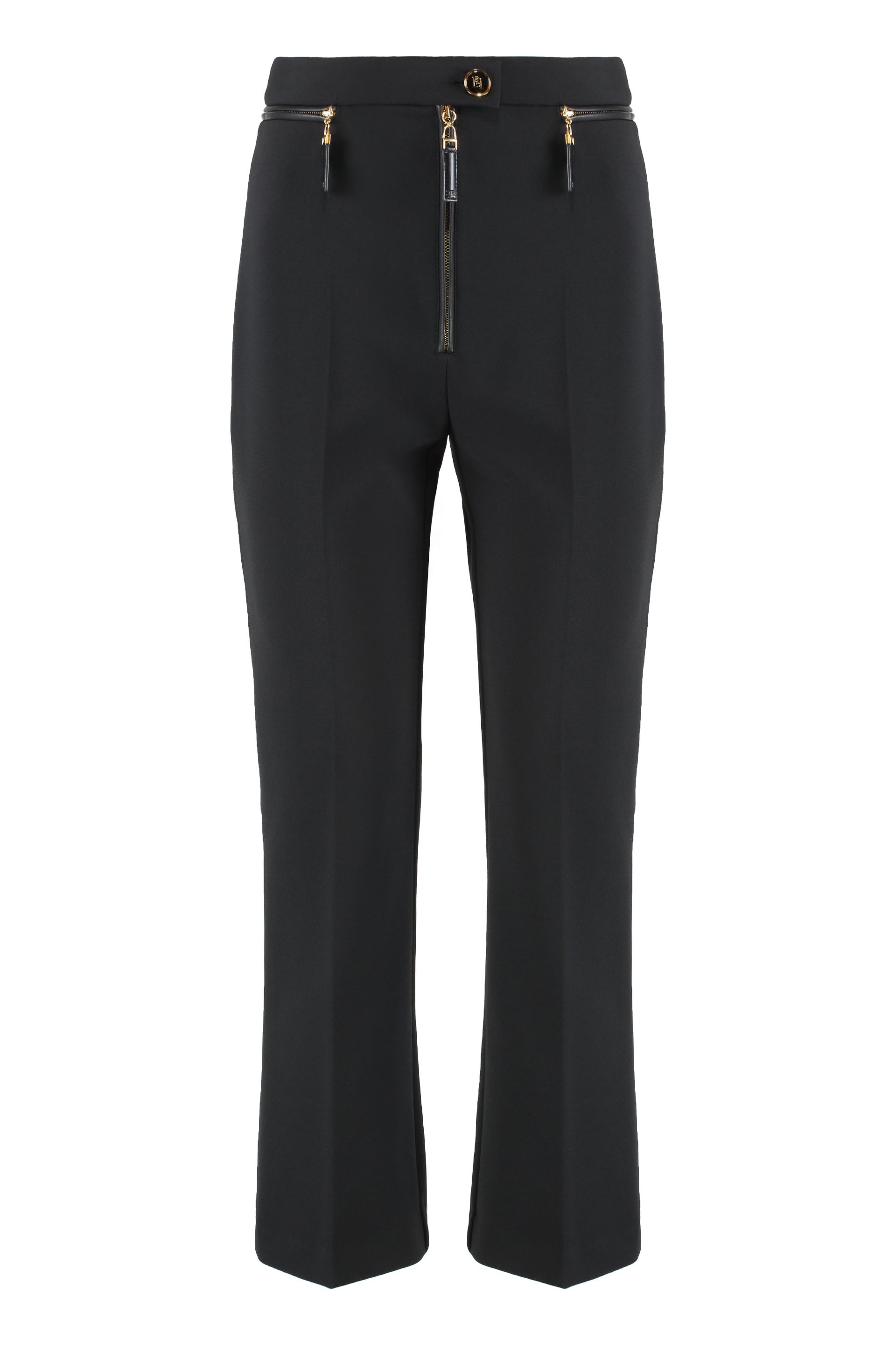 Double Crepe Trousers with Tonal Piping & Enamel Logo Button