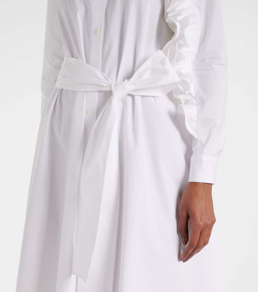 Floral-appliqué poplin shirtdress