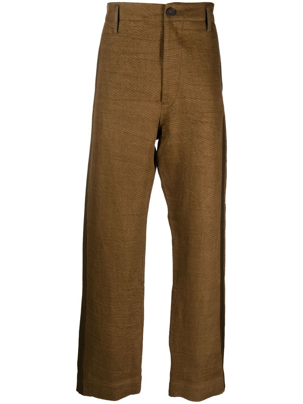 Side-stripe straight-leg trousers - Green