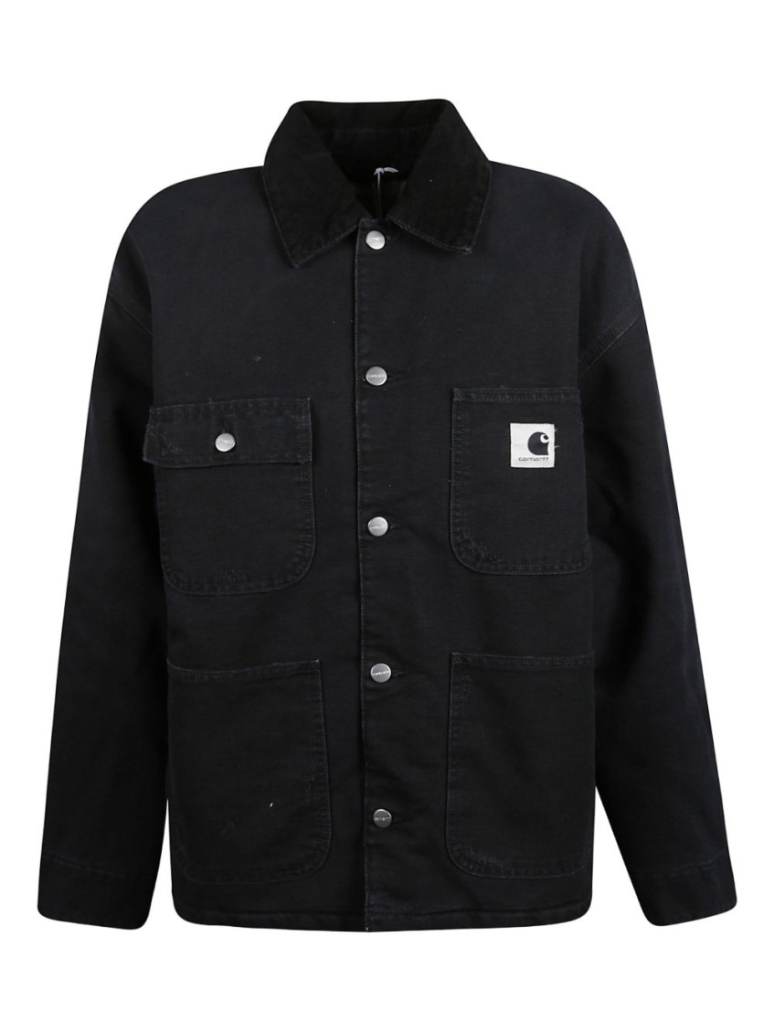 Black Shirt Collar Logo Jacket