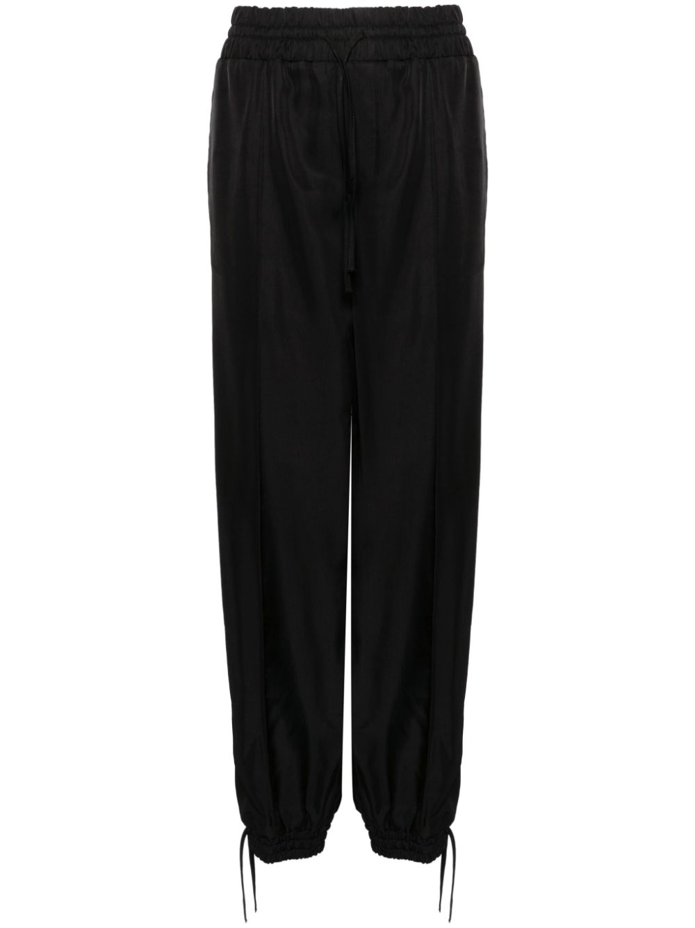Drawstring-waist tapered trousers - Black
