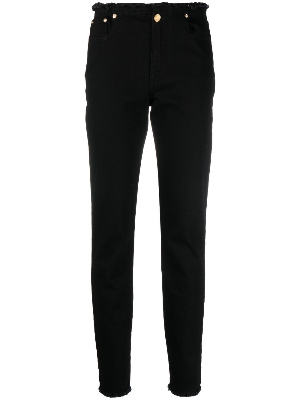 Comfort frayed-hem skinny jeans - Black