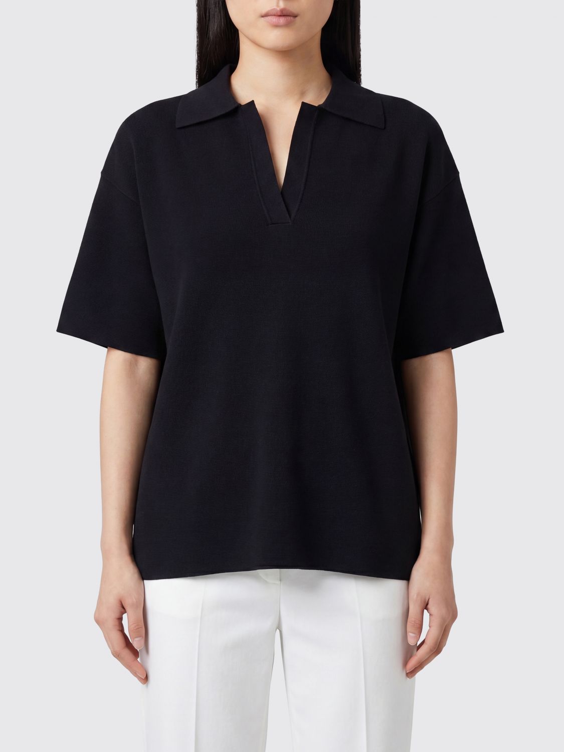 Dropped Shoulder Polo Shirt P. A.R. O.S. H. in Viscose Blend with V-Neck