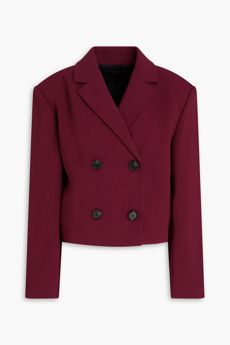 Cropped double-breasted crepe blazer - Burgundy - US 12