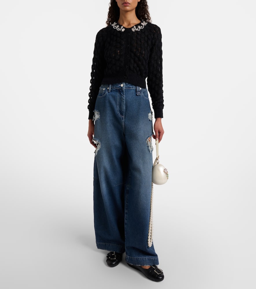 Embellished mohair-blend cardigan