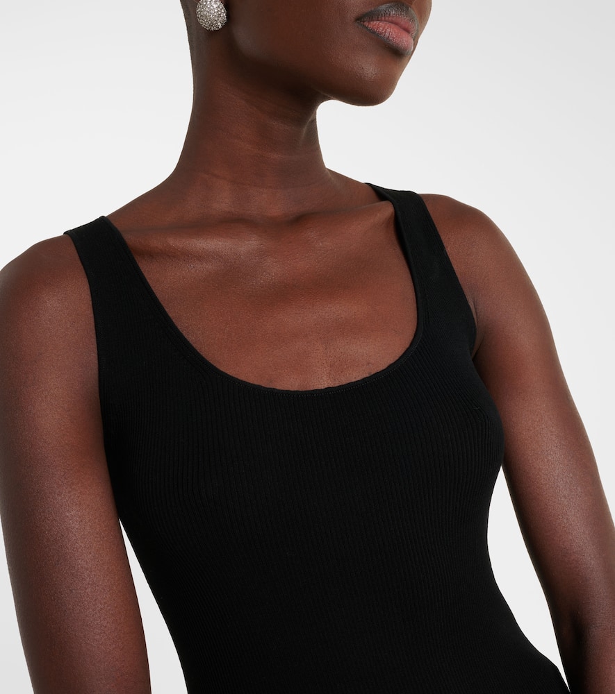 Peplum cotton-blend midi dress