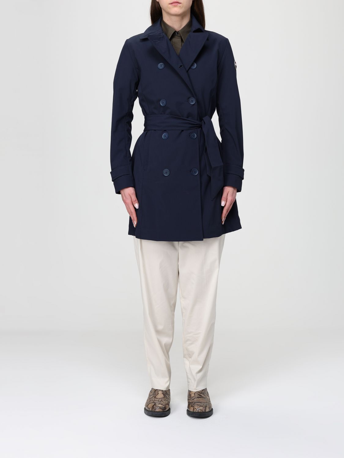 Logo-patch double-breasted trenchcoat - Neutrals