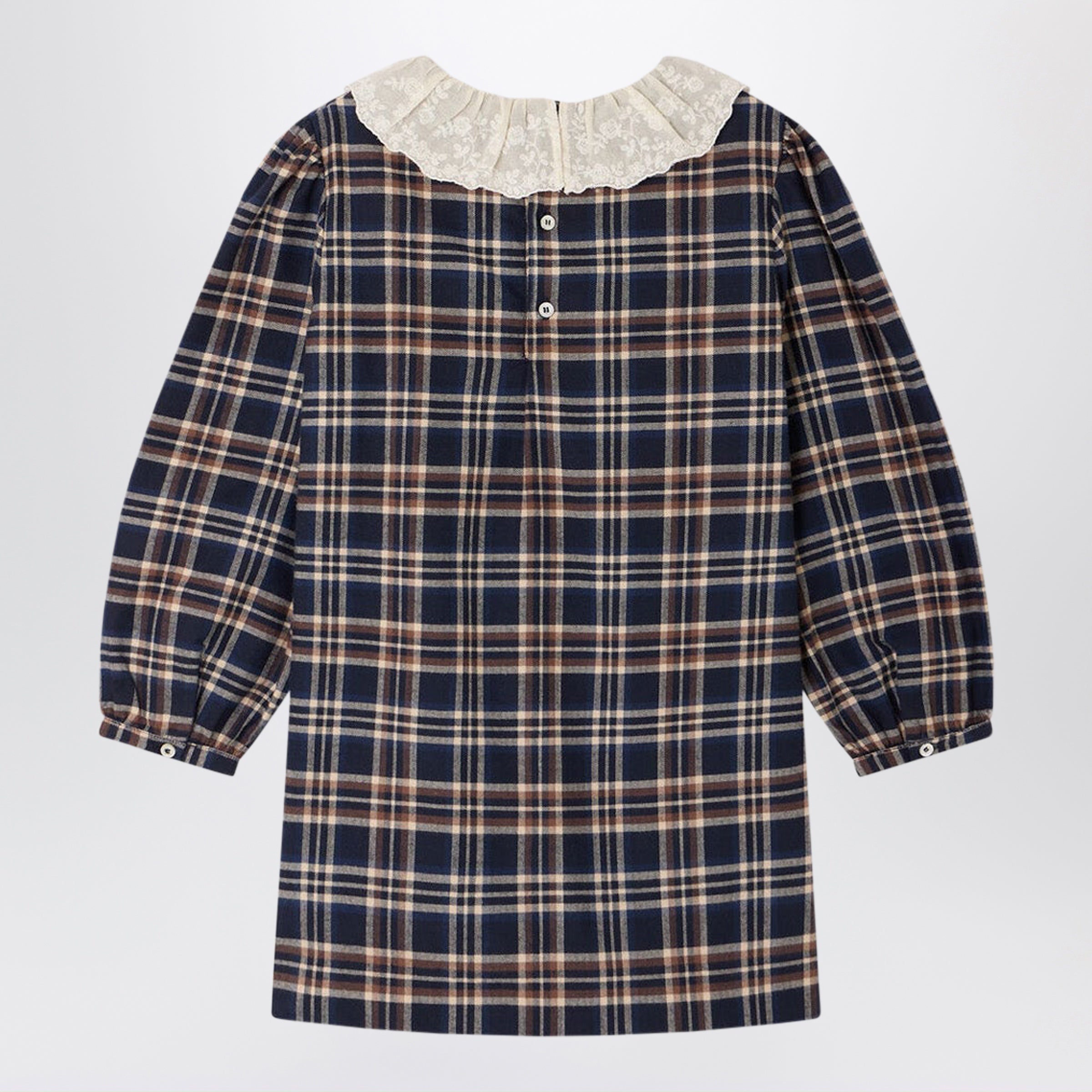 Baptistine blue checked dress in organic cotton