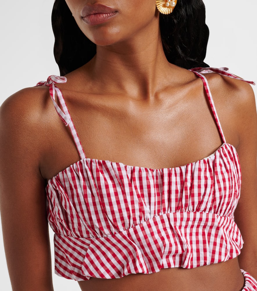 Faithfull Mira gingham cotton poplin crop top