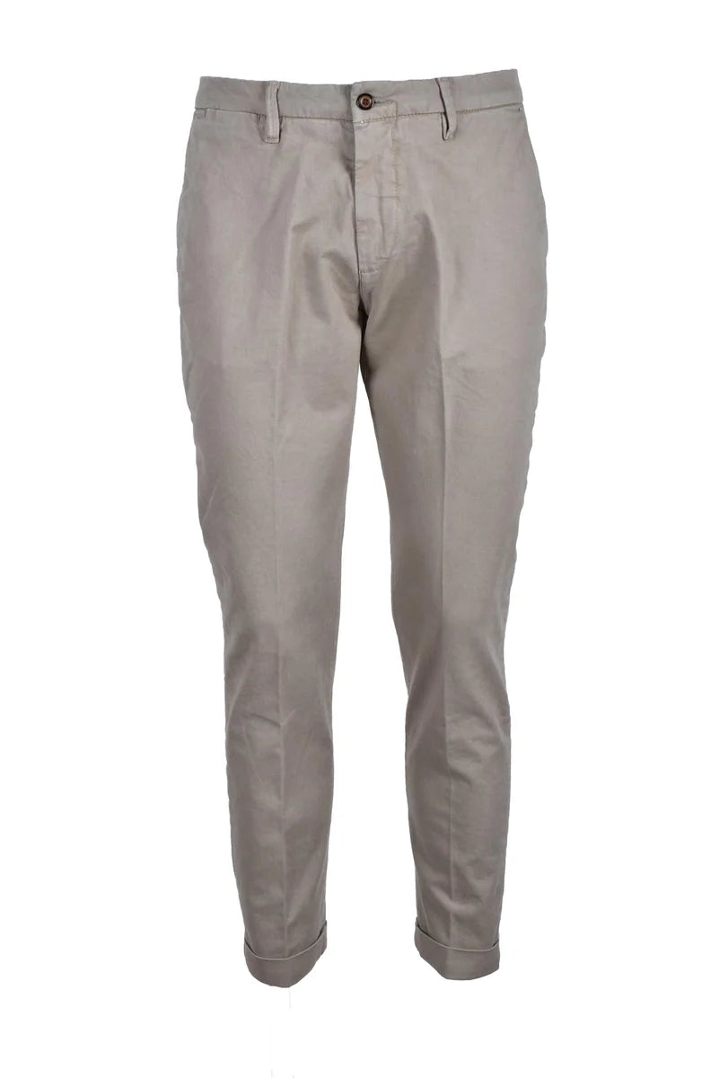 Slim-Fit Beige Trousers With Classic Waistband And Tapered Leg