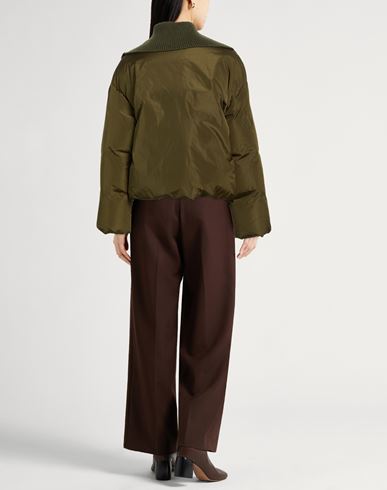 Woman Puffer Military green Size M Polyamide, Virgin Wool, Silk