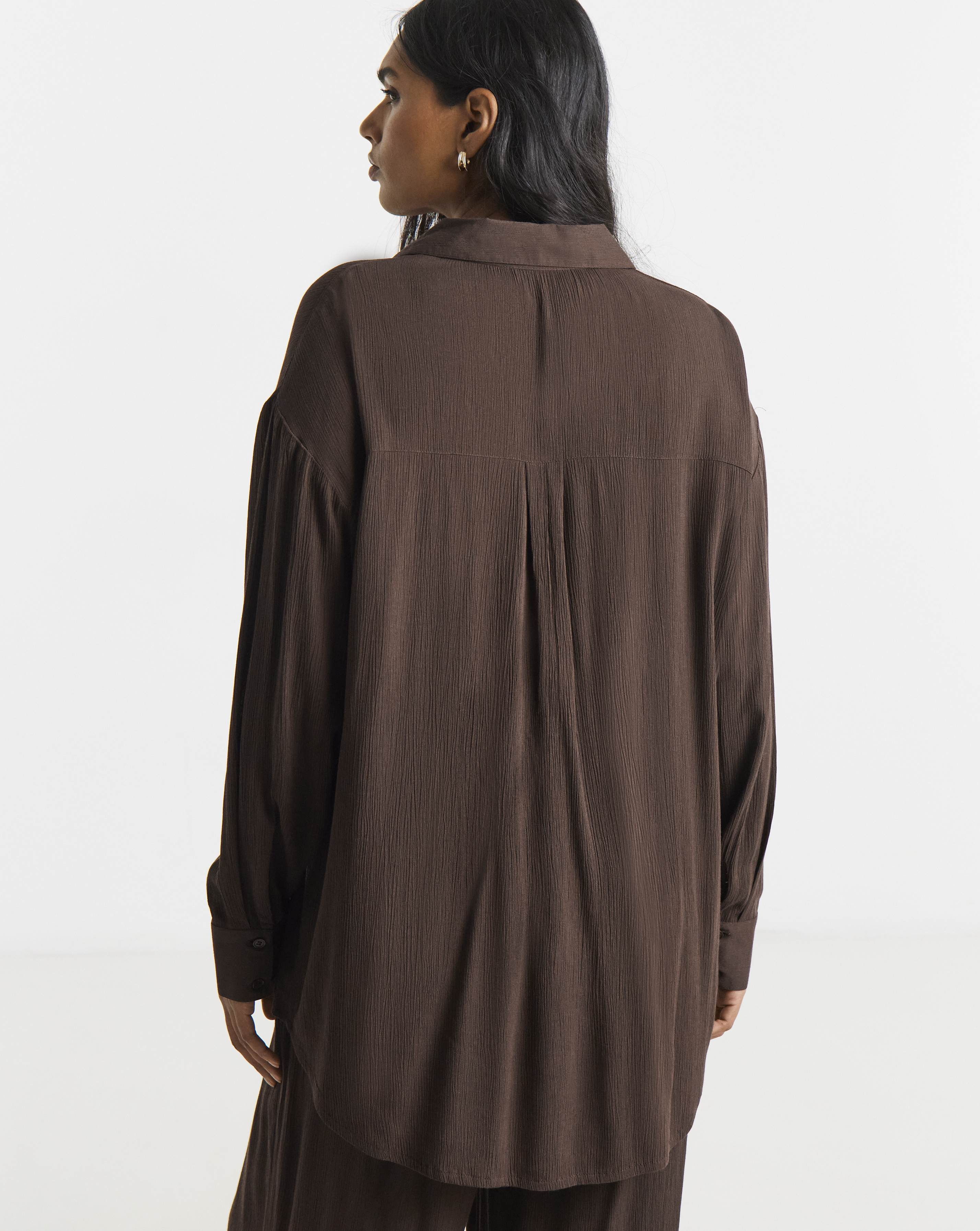 Chocolate Oversized Crinkle Shirt