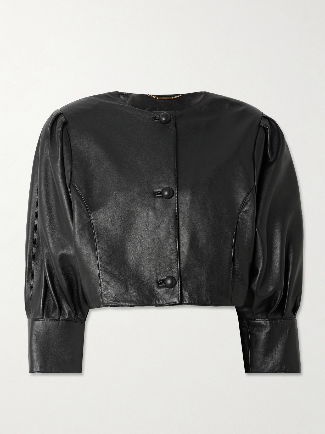 Cropped Leather Jacket - Black
