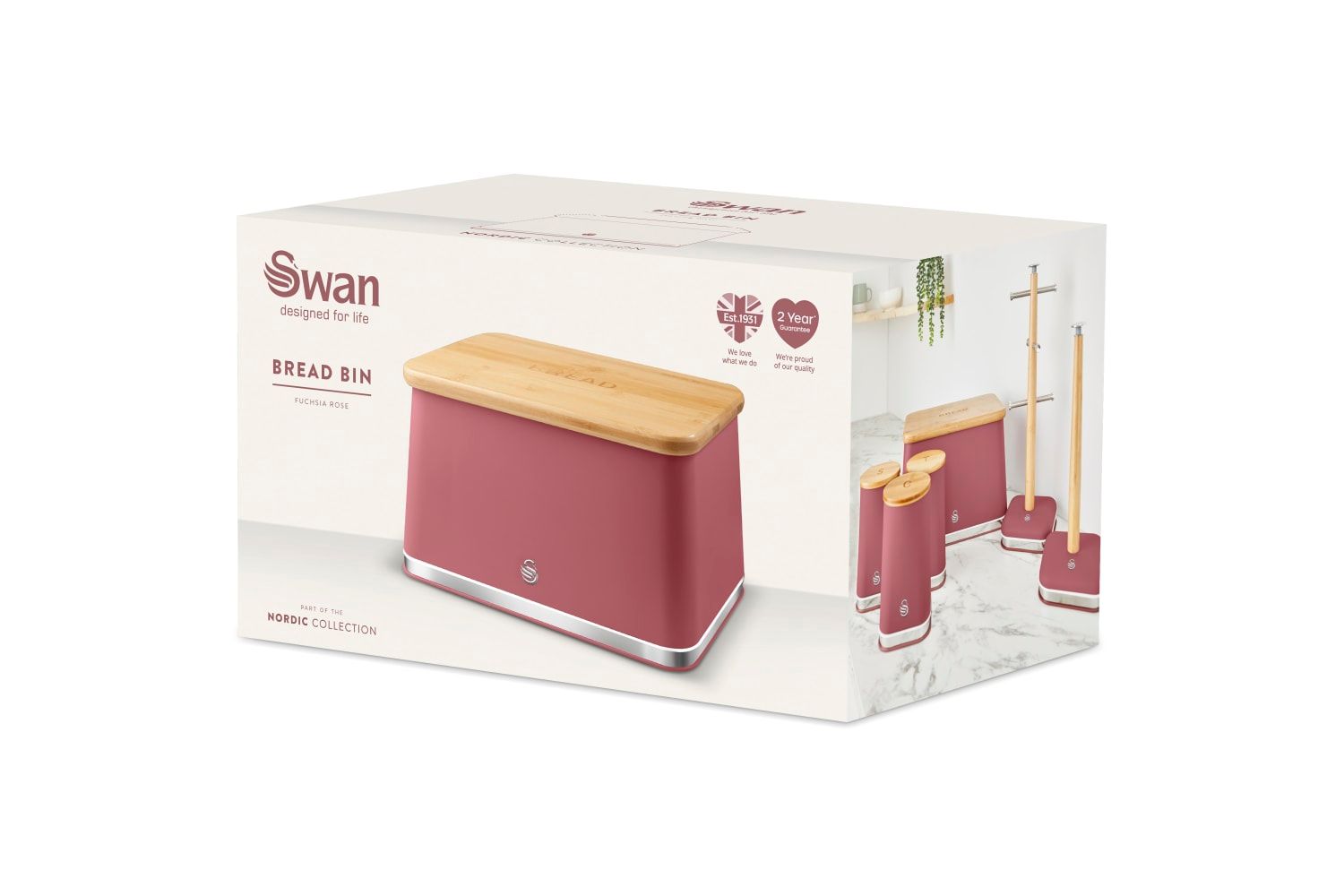Swan Nordic Bread Bin In Rose
