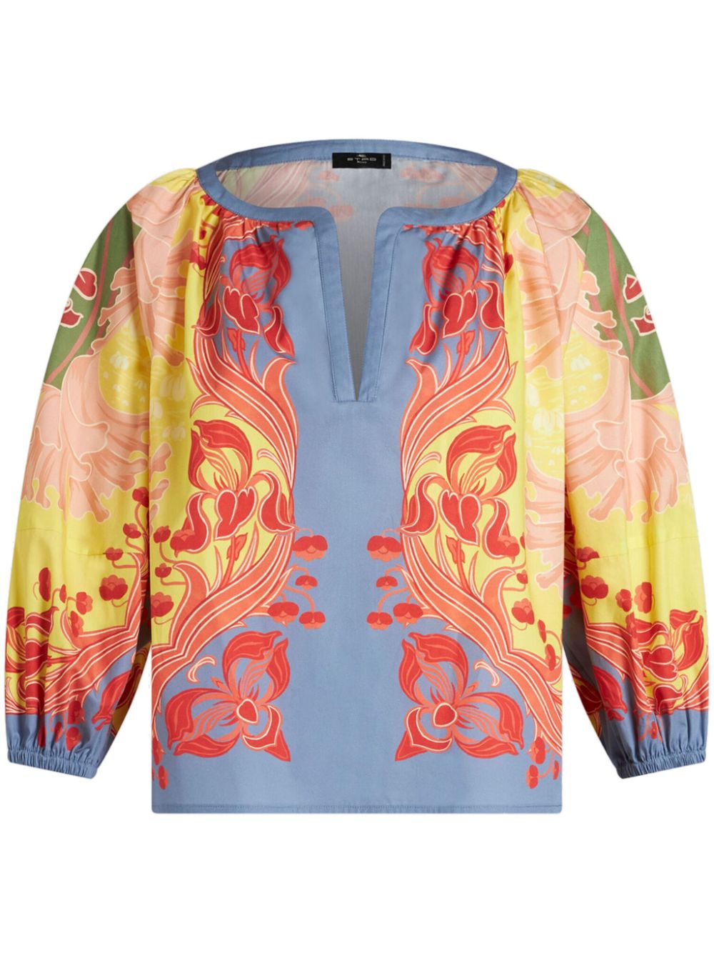 Floral-print cotton-poplin blouse - Yellow
