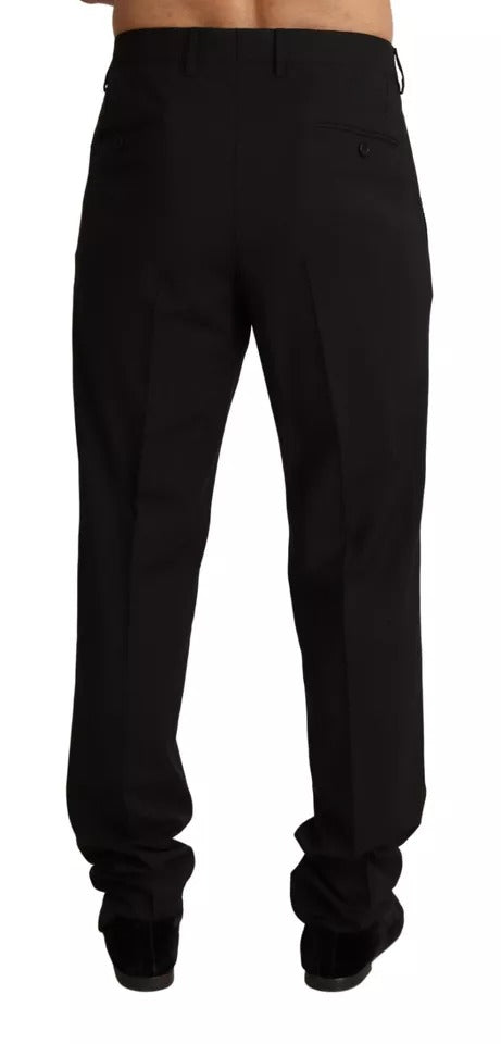 Wool Skinny Dress Trousers — Black
