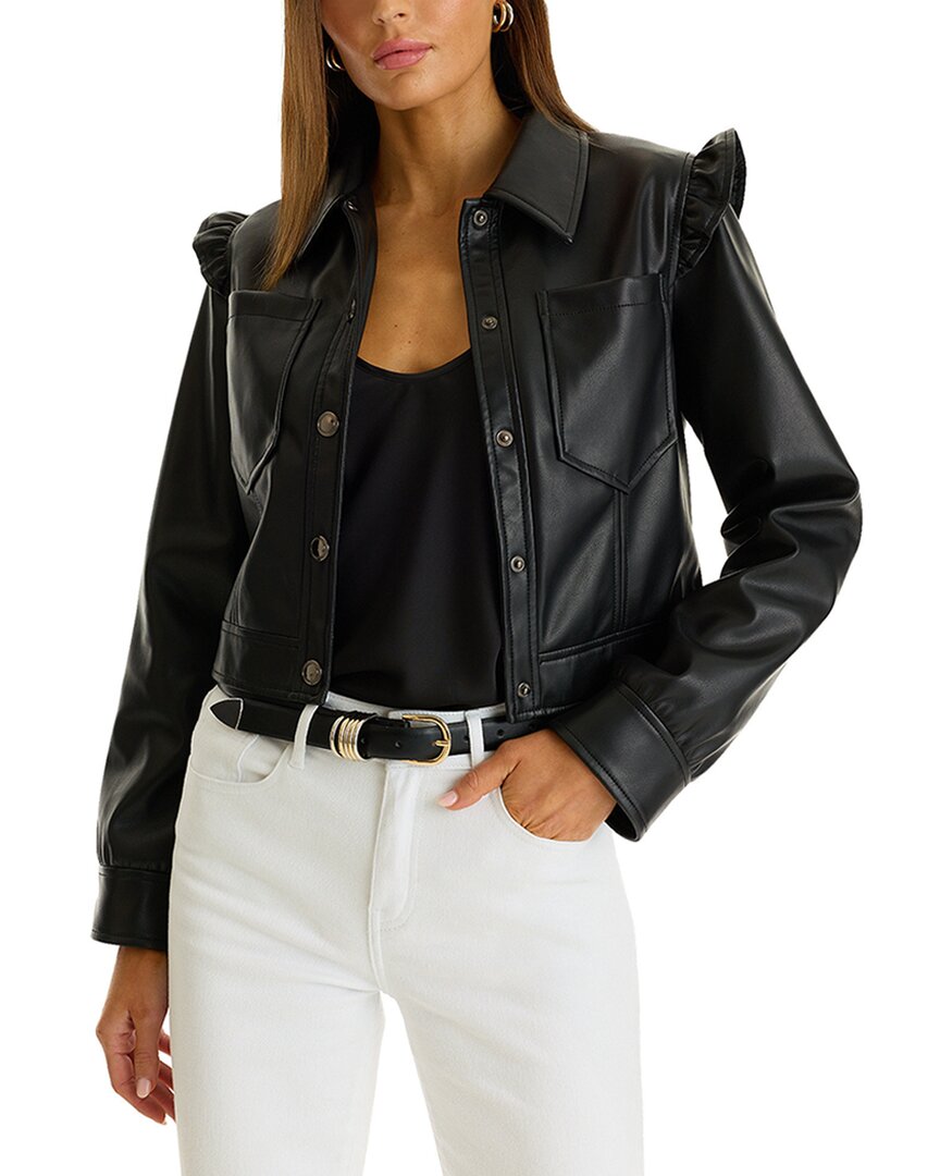 Chantal Ruffle Sleeve Leather Jacket