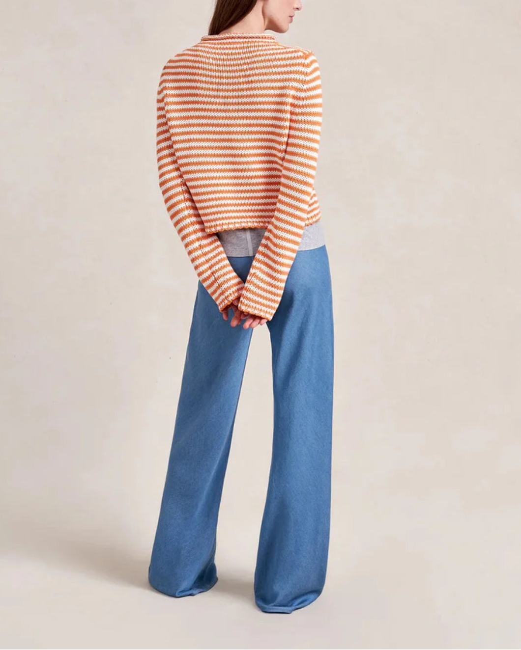 Fine Stripe Mini Marina Sweater Apricot