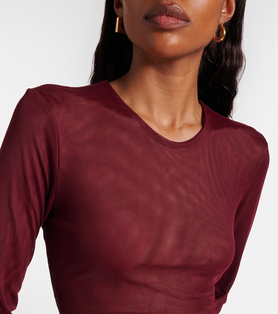 Aiden draped sheer jersey minidress