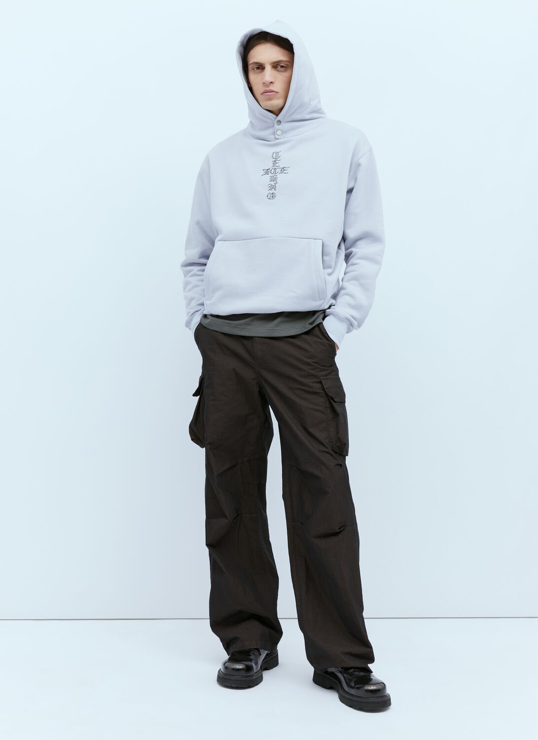 Cross Logo Print Hooded Sweatshirt