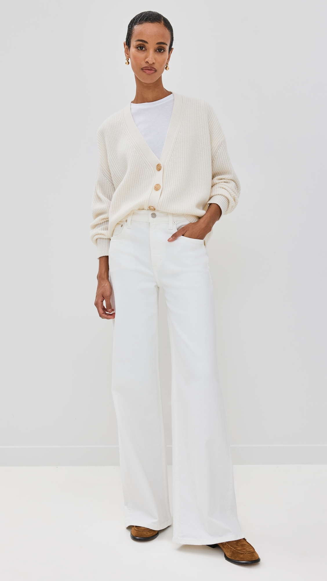 Cropped Cashmere Cocoon Cardigan Ivory