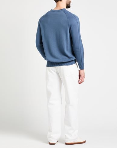 Man Sweater Slate blue Size 40 Cotton