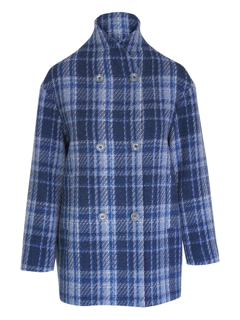 Kiton checked coat - Blue