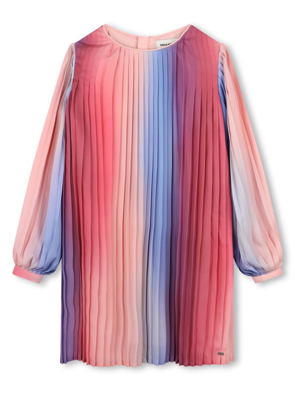 Gradient-effect pleated dress - Blue