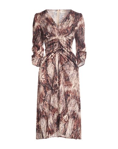 Woman Midi dress Chocolate brown Size M Polyester