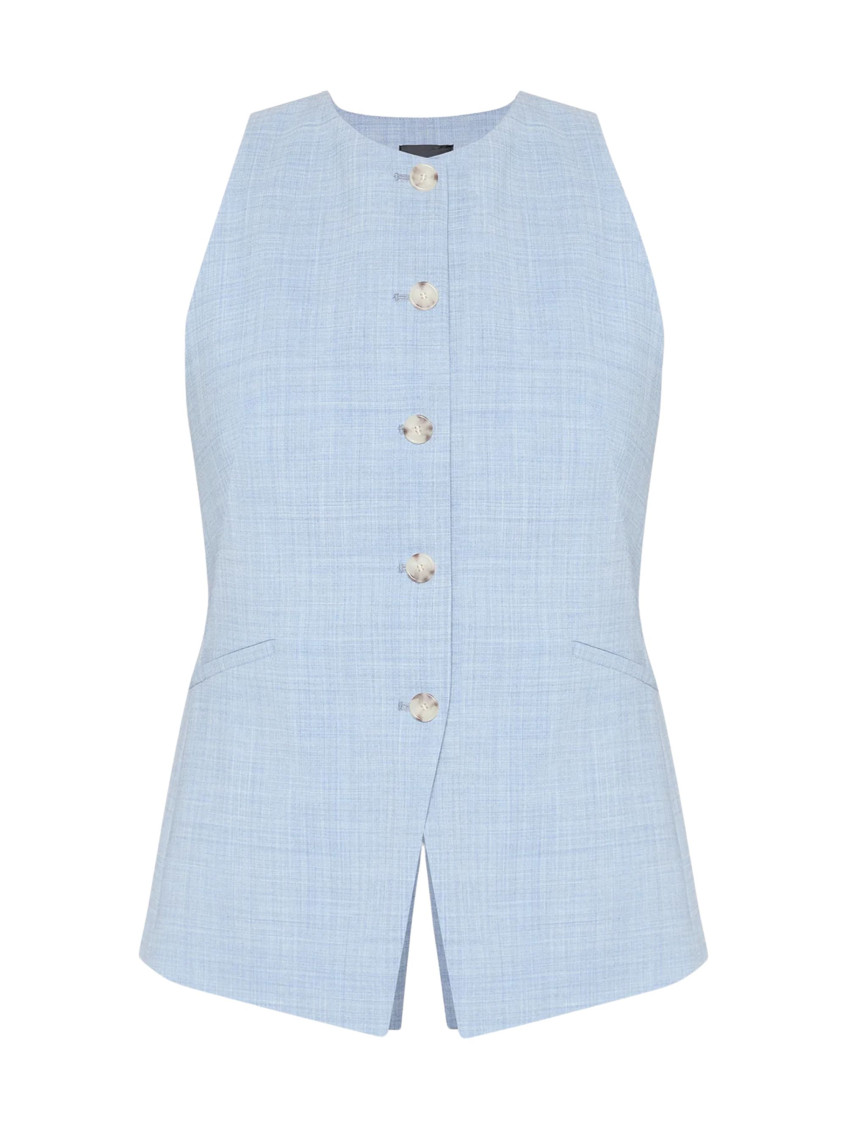 Blue Crew Neck Blazer Vest