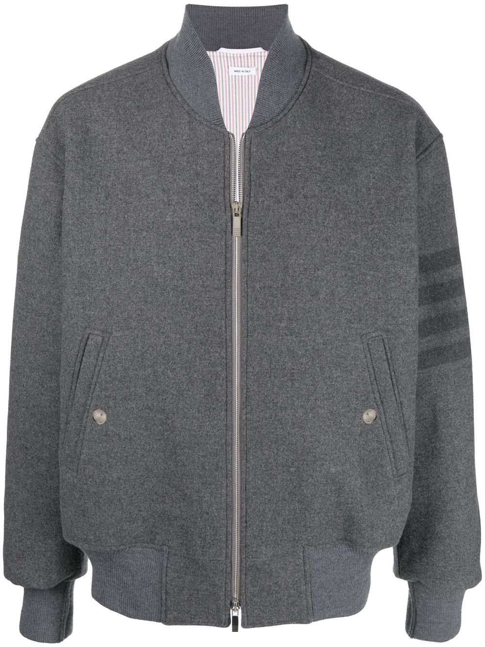 4-Bar stripe oversized bomber jacket - Grey