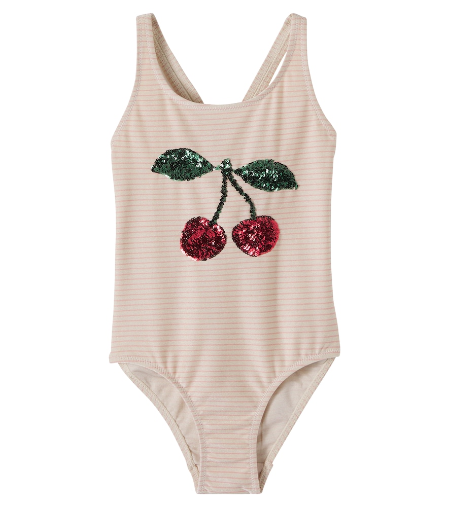 Konges Sløjd Jade sequined striped swimsuit