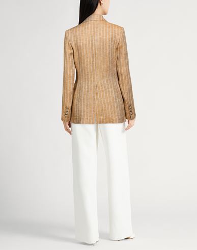 Woman Blazer Camel Size 2 Hemp, Linen
