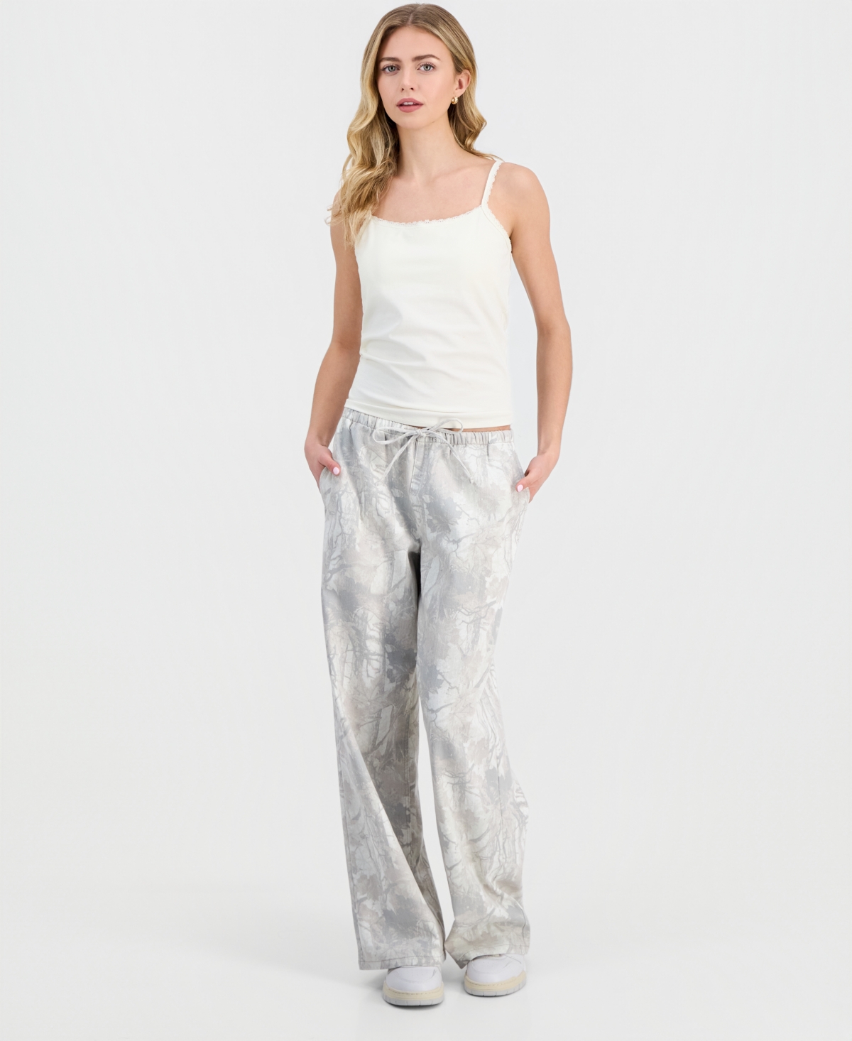 Juniors' Woodland Camo Drawstring Jeans - Camo