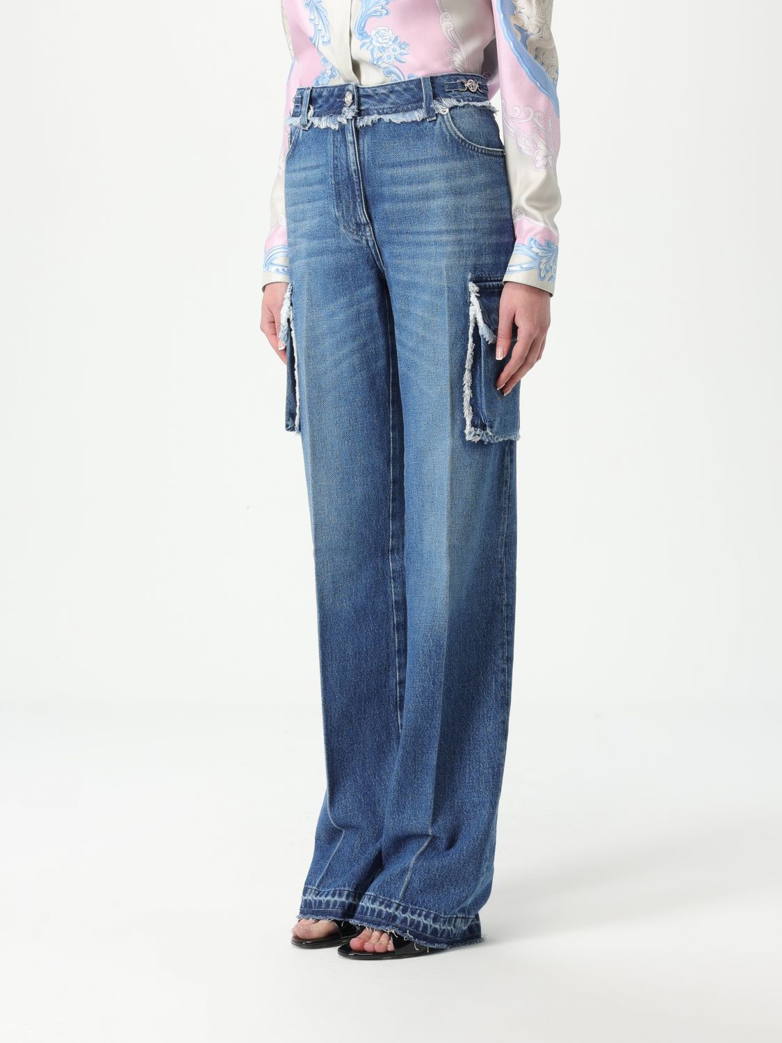 Medusa-plaque cargo jeans - Blue