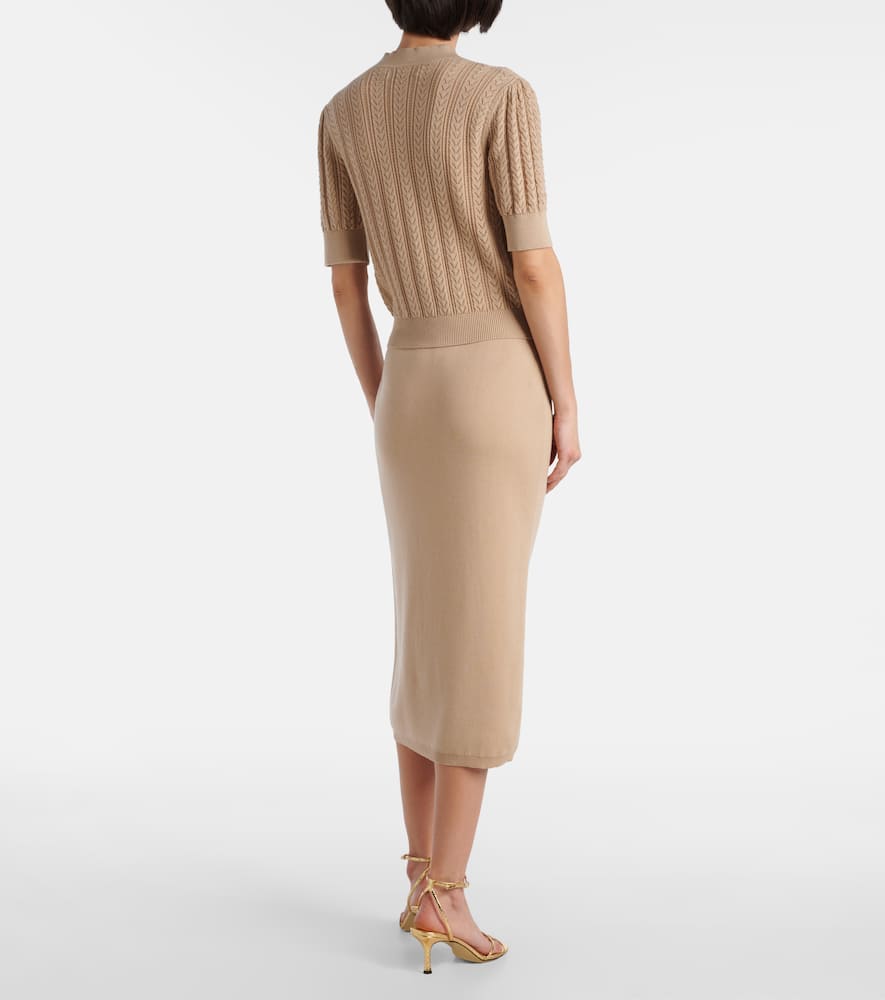 Pointelle cotton and cashmere cardigan