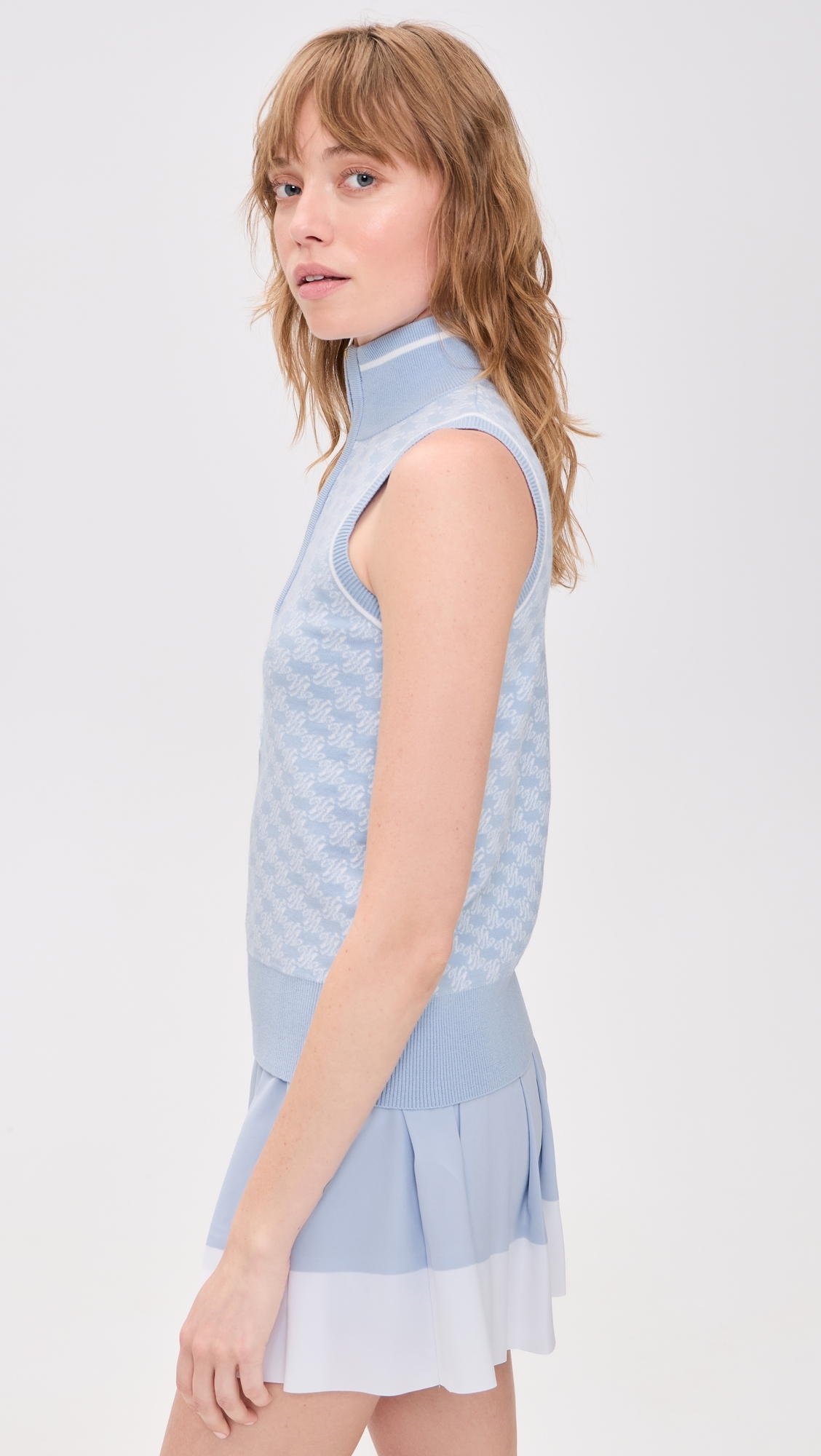 Vincent Half Zip Sweater Vest Xenon Blue/White