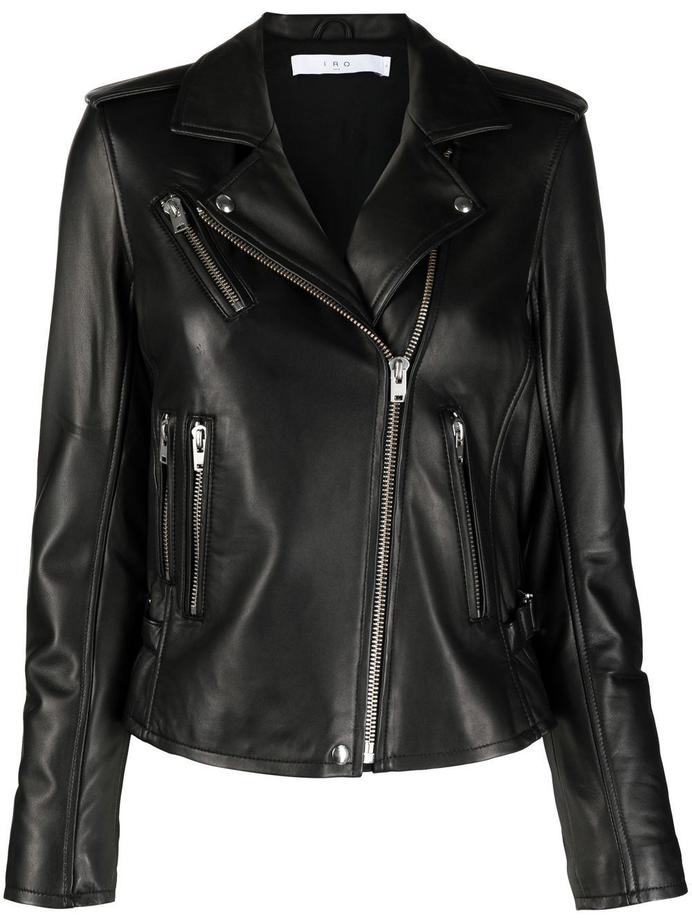 Notched-lapels biker jacket - Black