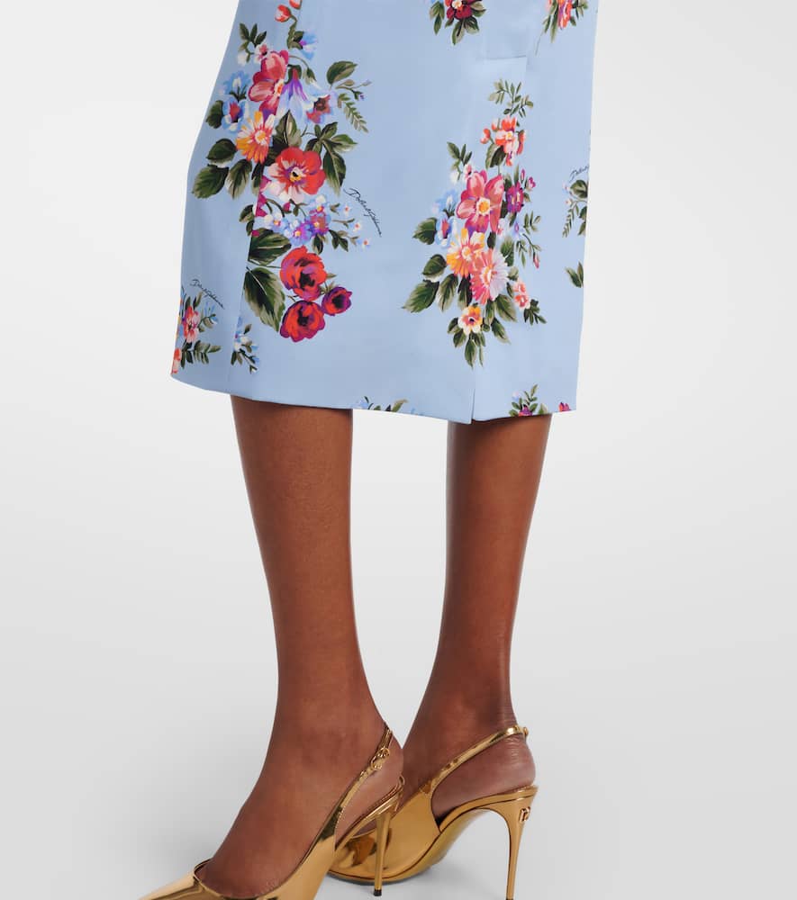 Floral silk-blend midi dress