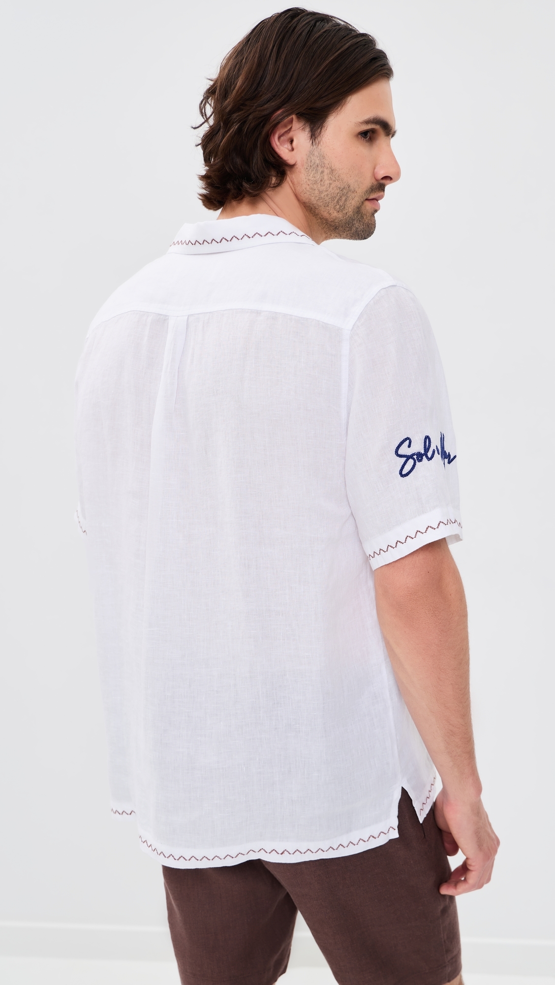 Alves Linen Sol E Mar Embroidery Shirt White