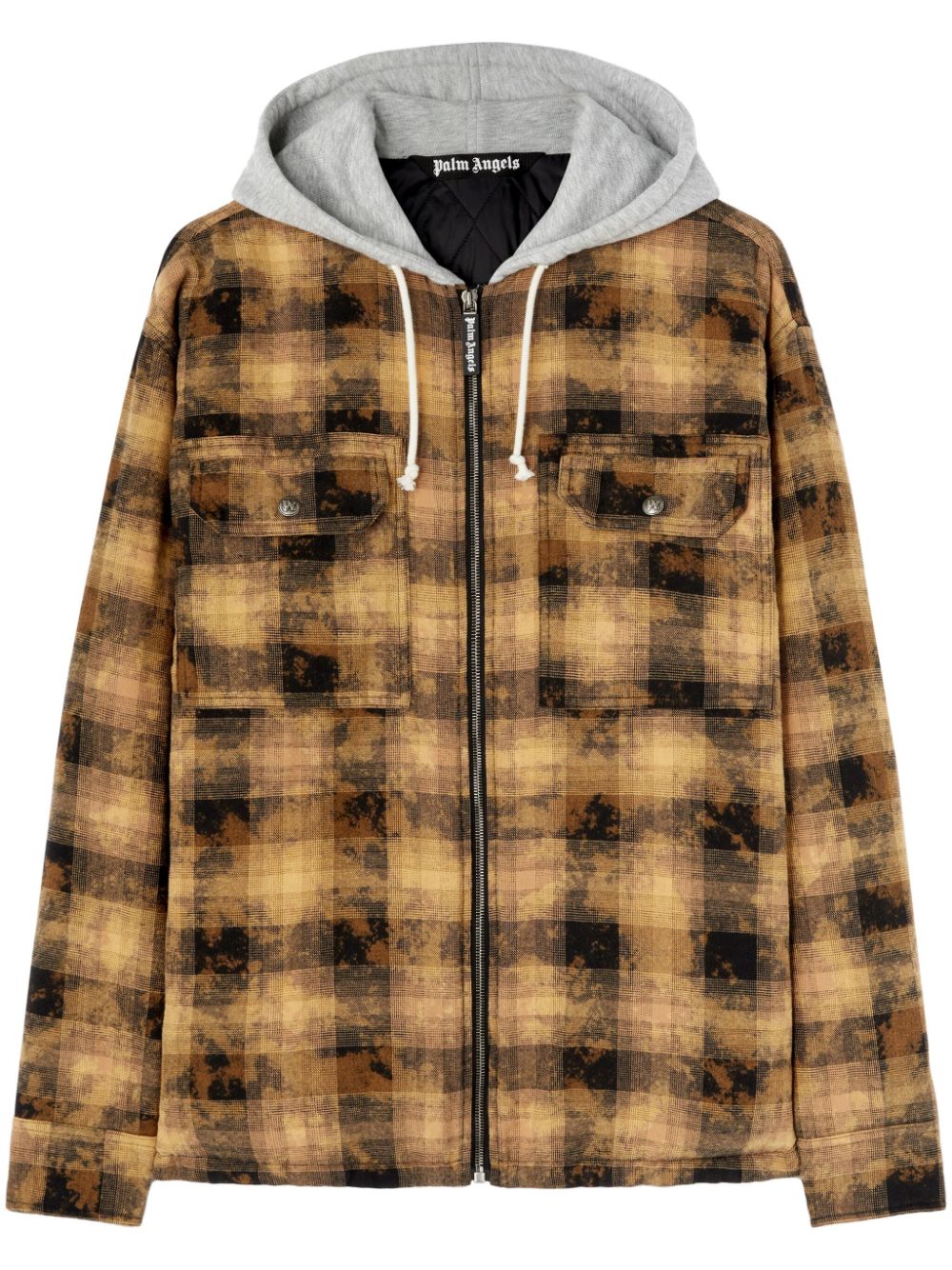 팜 엔젤스 남성 체크 후드 집업 - 브라운 PMES038S25FAB001