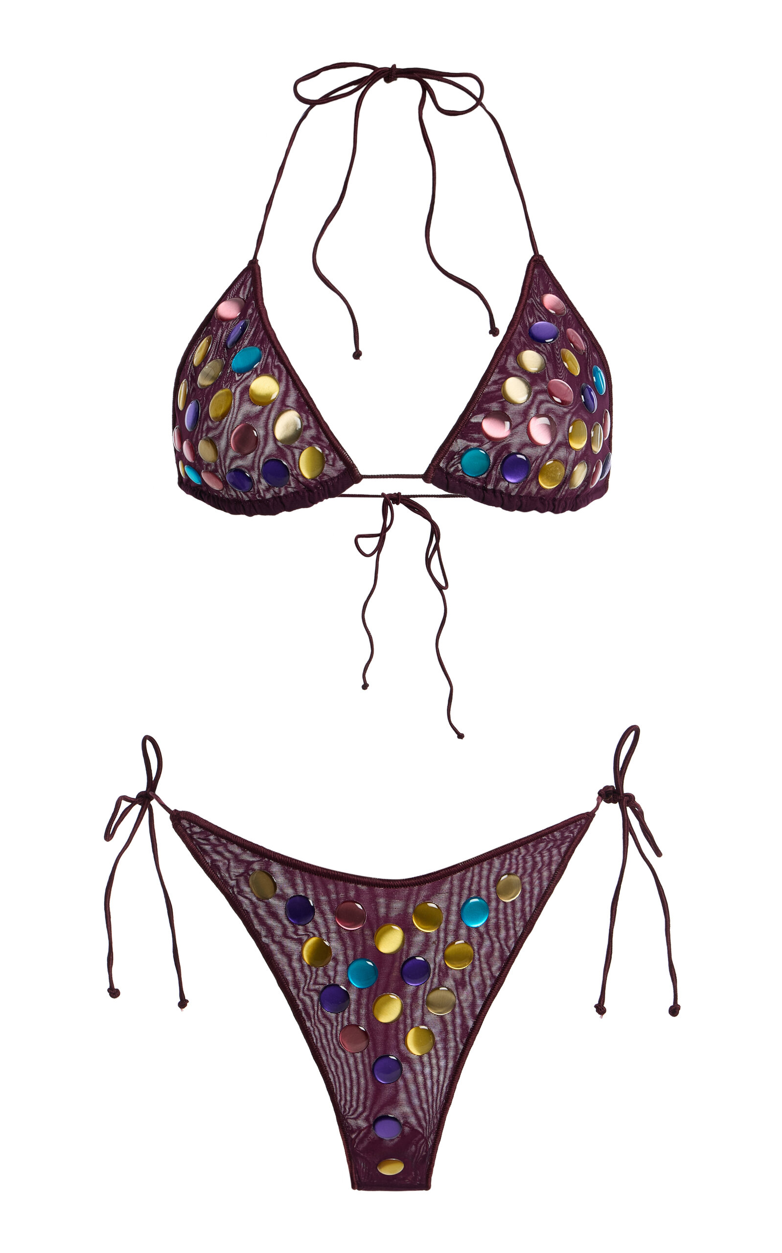 Bubble Embellished Knit Bikini Set - Moda Operandi