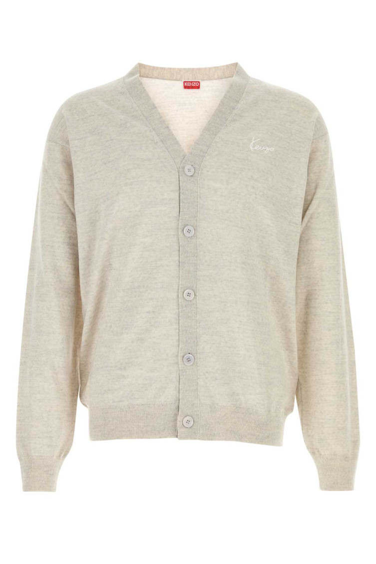 Light Grey Wool Cardigan Palegrey Exterior: Maglieria - Men
