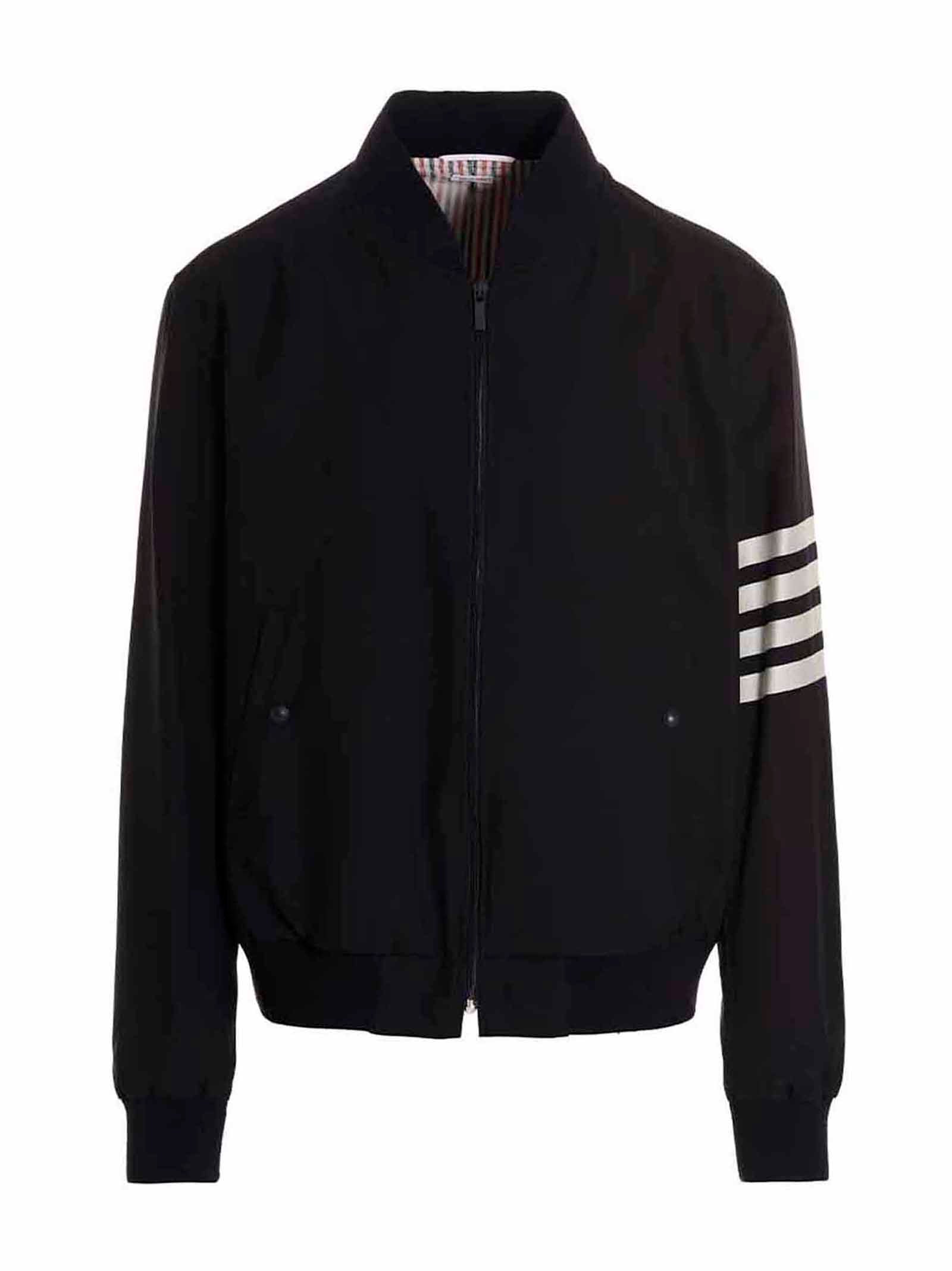 4-Bar Wool Bomber Jacket — Navy