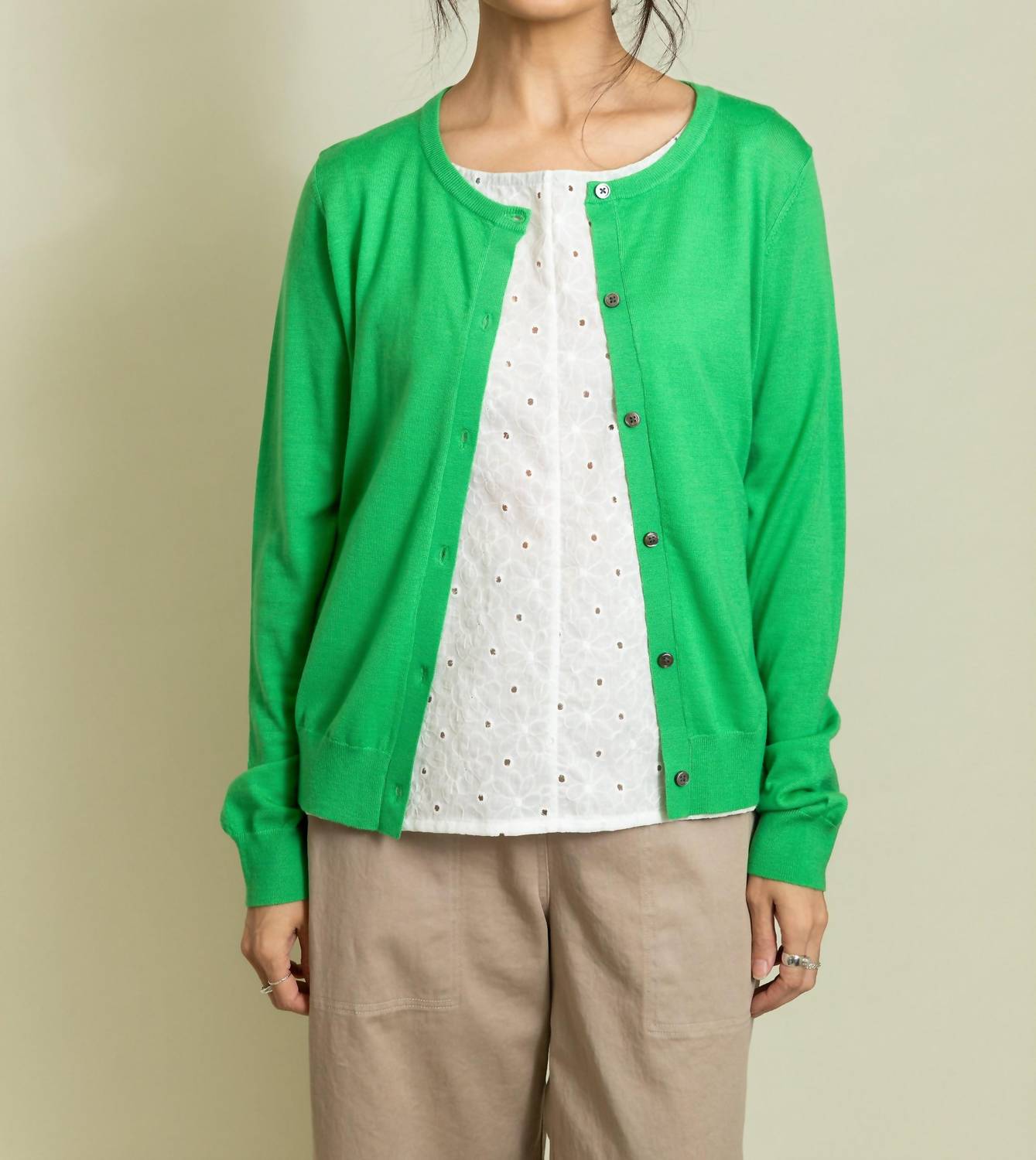 Guilia Long Sleeves Cardigan In Green