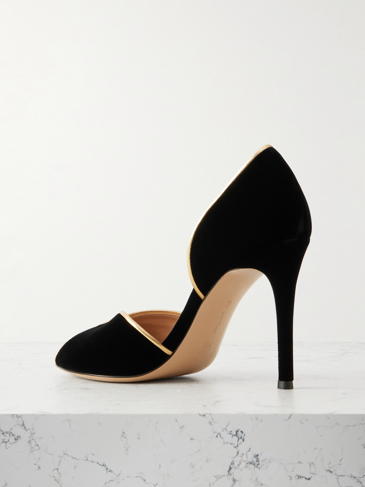 95 Metallic Leather-trimmed Velvet Pumps - Black